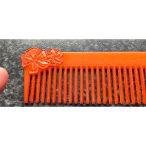 Vintage 1974 Neon Orange Comb Buch + Deichmann Denmark MODELE DEPOSE Lotus